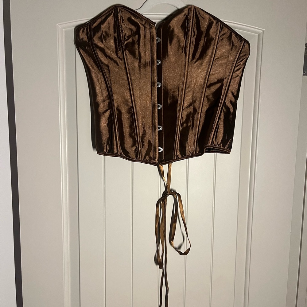 Brown Satin Corset Top